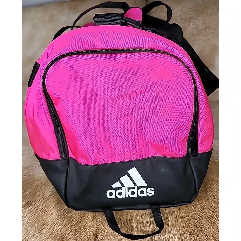 adidas Team Issue 2 Medium Duffel Bag Pink Black Gym Travel Bag Shoe Pocket